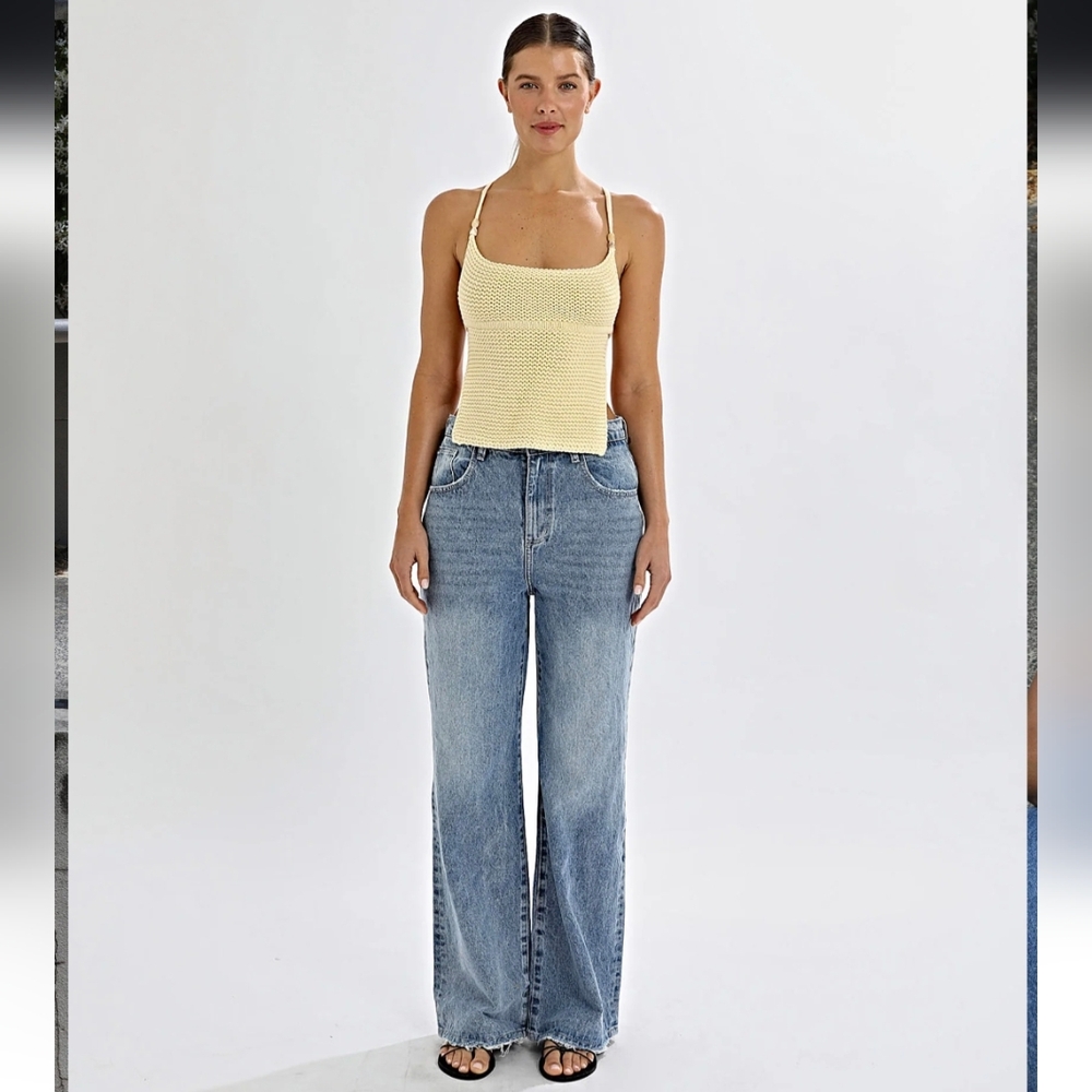 One Mile Lumi Knit Top Pale Yellow- S